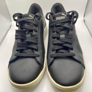 PUMA Women's Black Leather Flat Walking Shoes 7.5